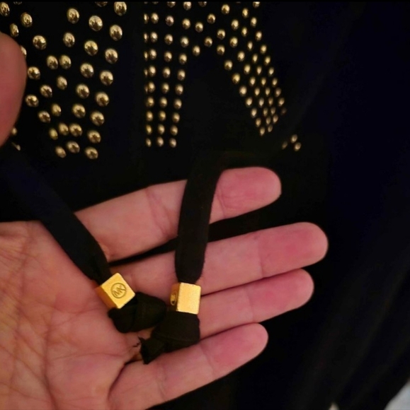 Sharp! MK, Michael Kors Gold Studded Black Hoodie, 2X - Picture 4 of 9